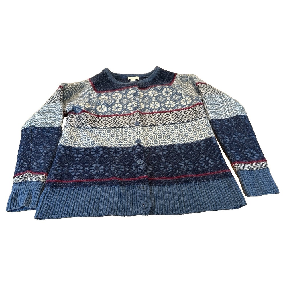 Sundance Womens Blue Knit Button Up Wool Blend Cardigan Size M